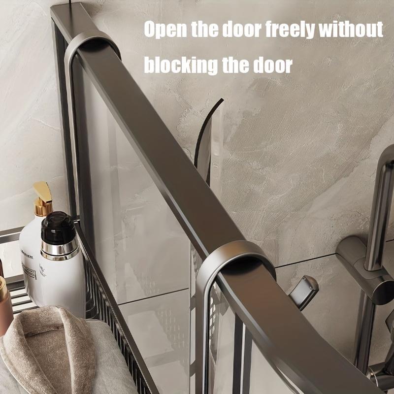 Punch-free Bathroom Towel Rack Towel Bar Storage Rack Shower Room Glass Door Hook