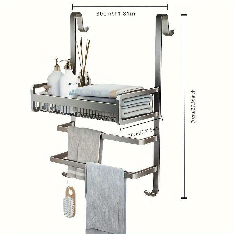 Punch-free Bathroom Towel Rack Towel Bar Storage Rack Shower Room Glass Door Hook