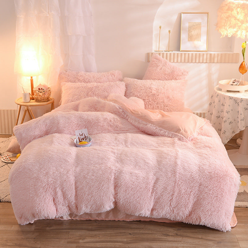 Luxury Thick Fleece Duvet Cover Queen King Winter Warm Bed Quilt Cover Pillowcase Fluffy Plush