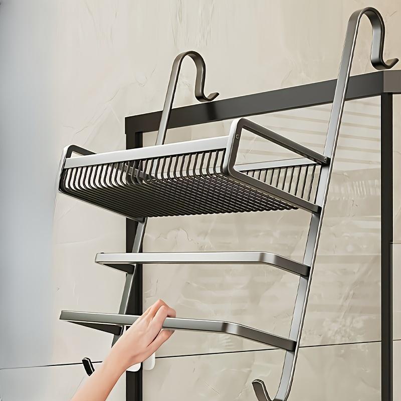 Punch-free Bathroom Towel Rack Towel Bar Storage Rack Shower Room Glass Door Hook