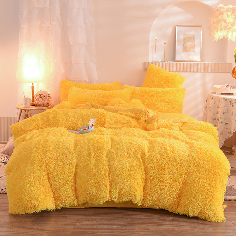 Luxury Thick Fleece Duvet Cover Queen King Winter Warm Bed Quilt Cover Pillowcase Fluffy Plush