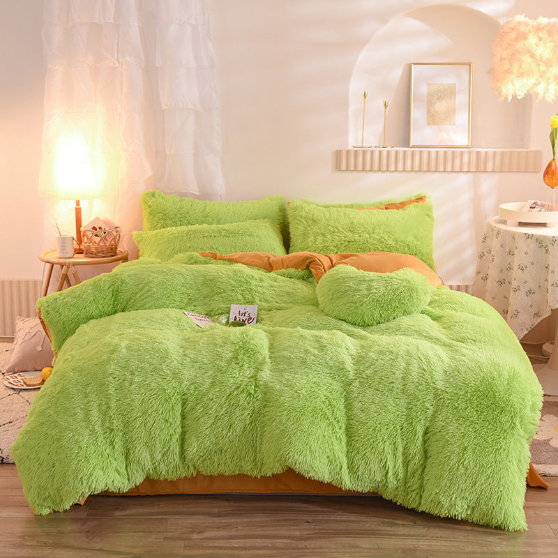 Luxury Thick Fleece Duvet Cover Queen King Winter Warm Bed Quilt Cover Pillowcase Fluffy Plush