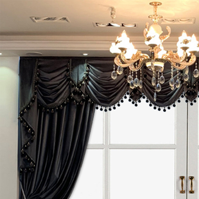 European Luxury Villa - Thick And Luxurious All-black Velvet Curtains