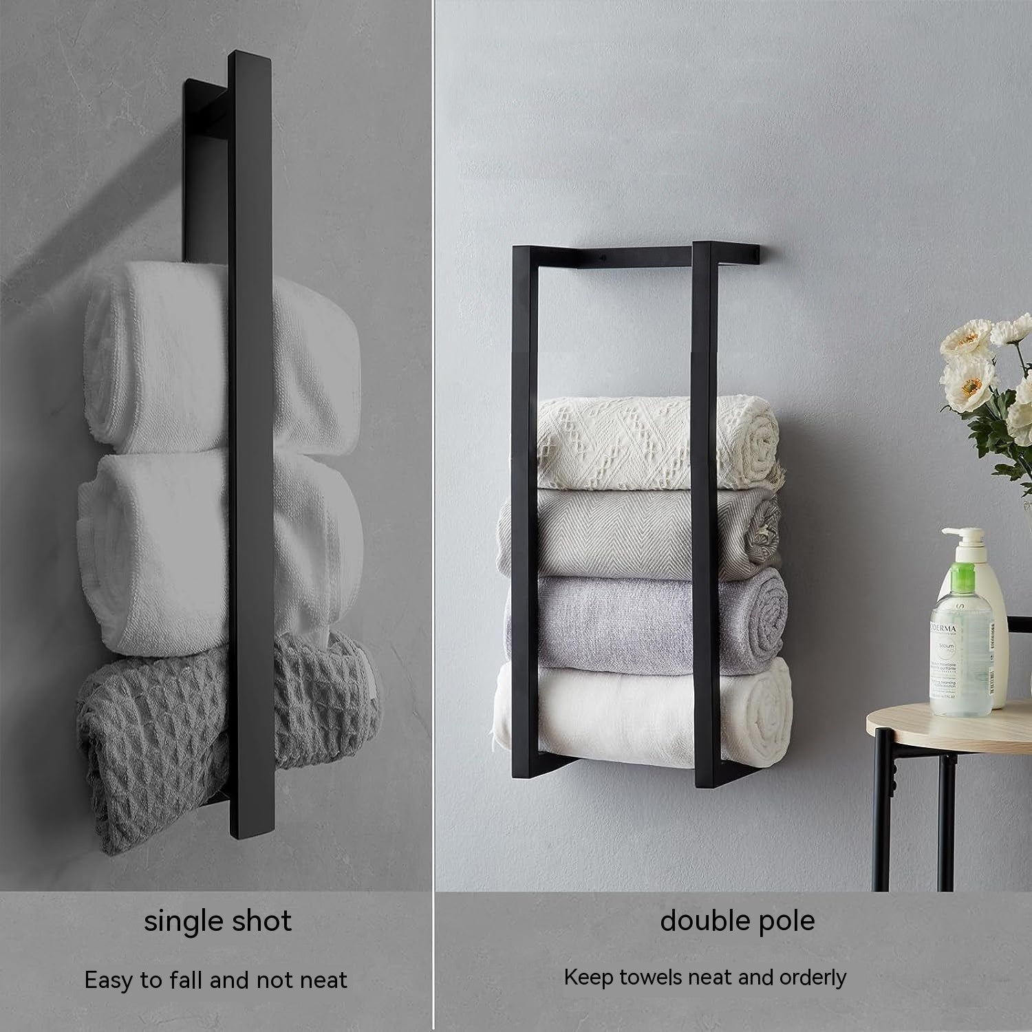 Bathroom Towel Rack Bath Towel Storage Rack Hotel Toilet Towel Roll Stand Dual-use