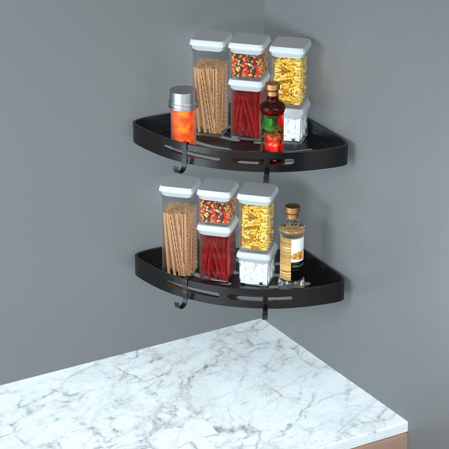 2Pcs Corner Shower Caddy Shelf Adhesive Bathroom Wall Mounted Storage Racks