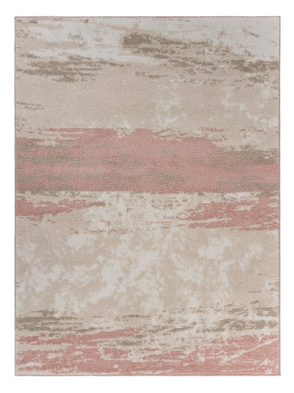 5' X 7' Ivory Beige and Blush Abstract Area Rug