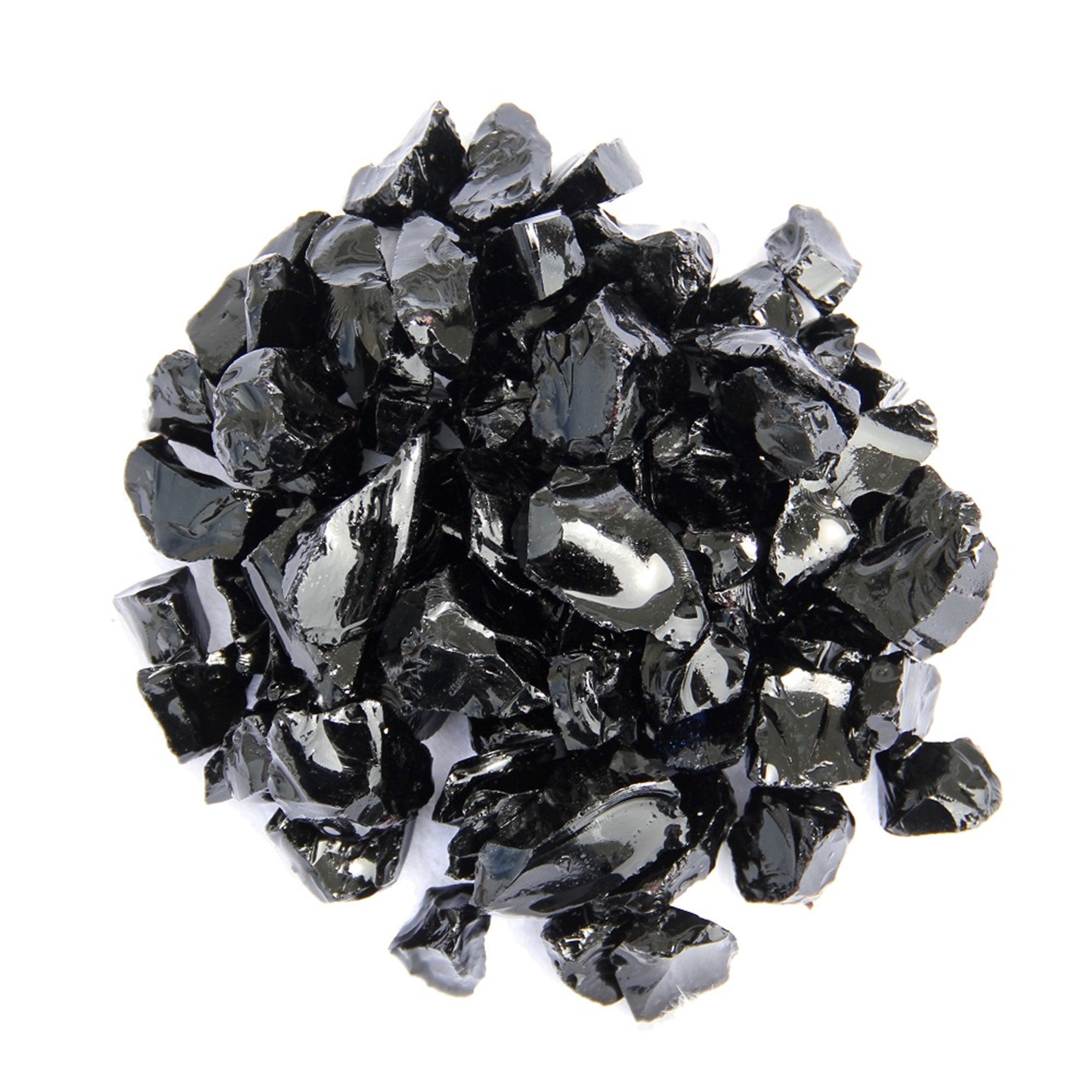 Black Round Reflective Fire Pit Glass