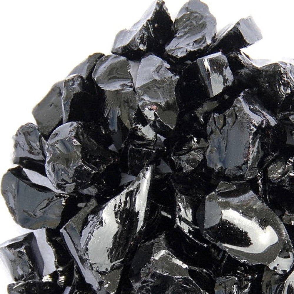 Black Round Reflective Fire Pit Glass