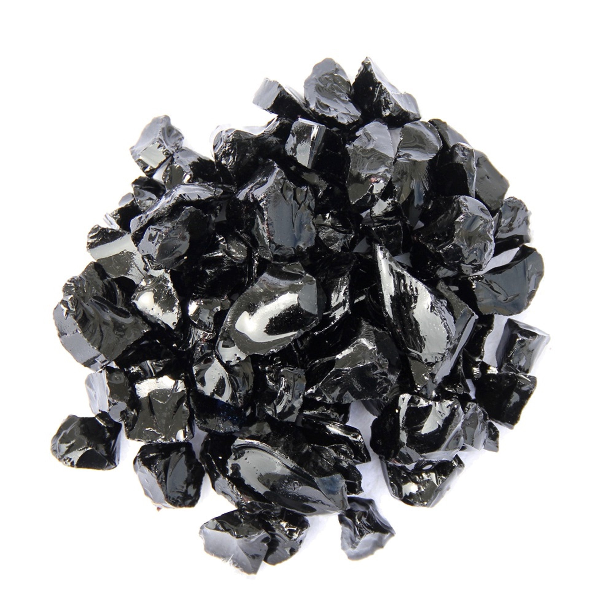 Black Round Reflective Fire Pit Glass