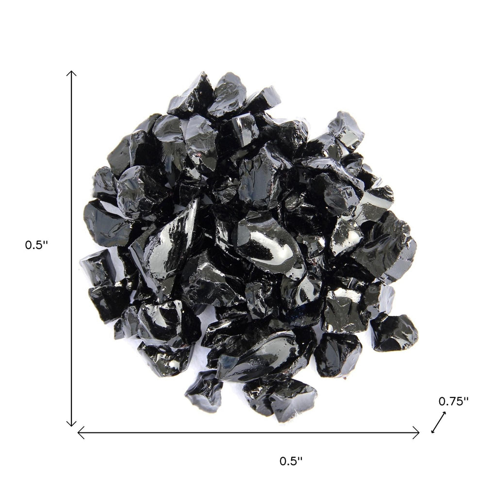 Black Round Reflective Fire Pit Glass