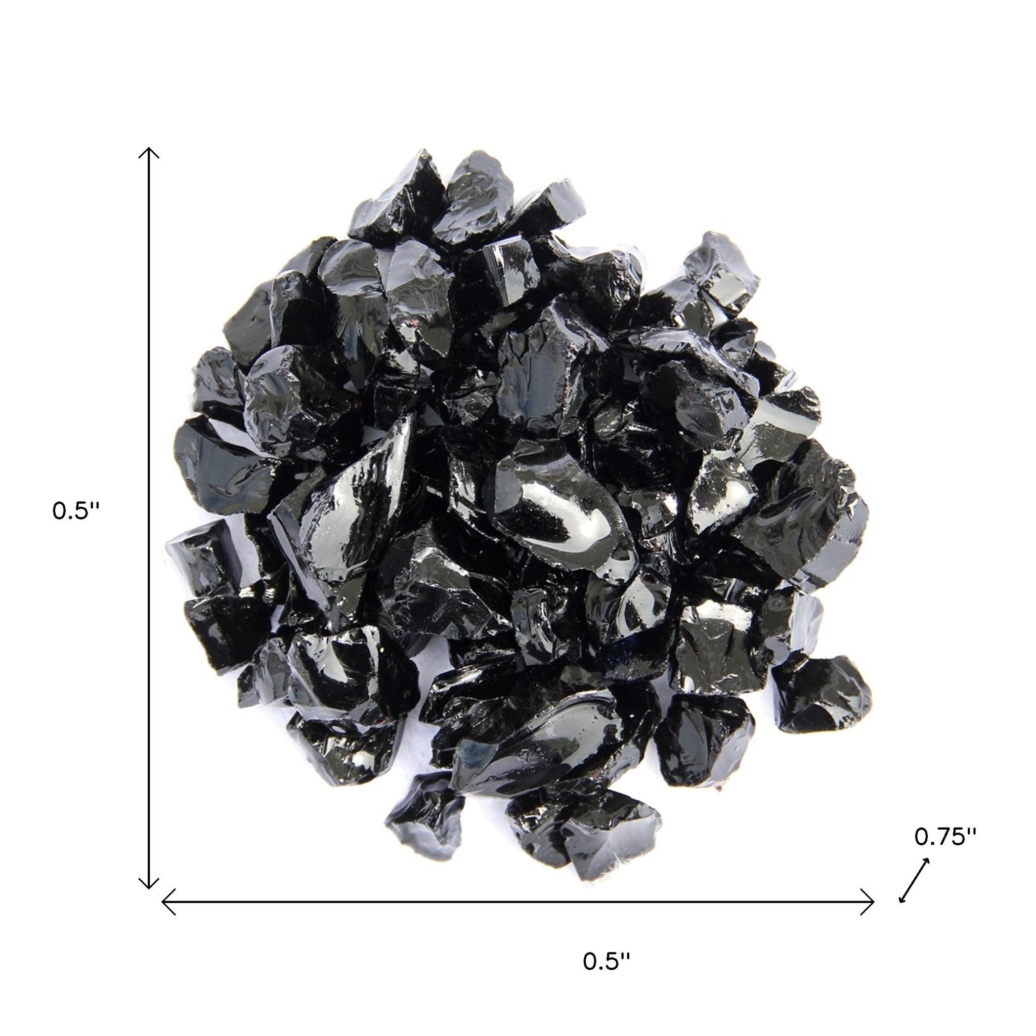 Black Round Reflective Fire Pit Glass