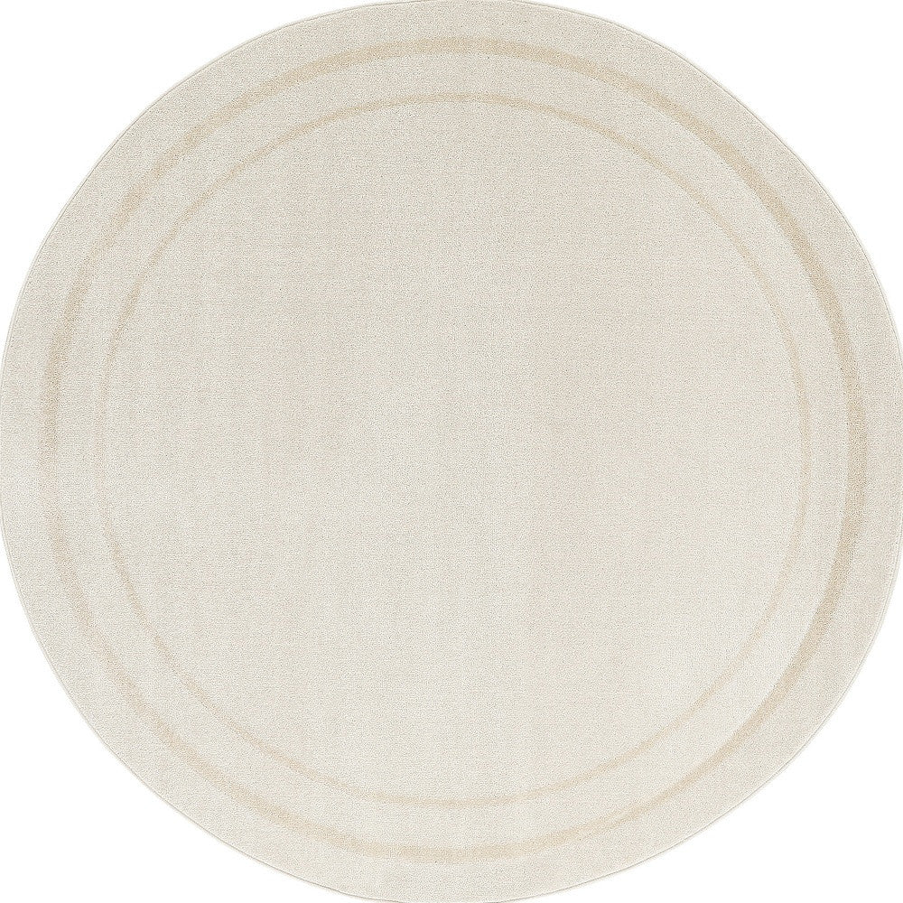 8' Ivory And Gold Round Indoor Outdoor Area Rug