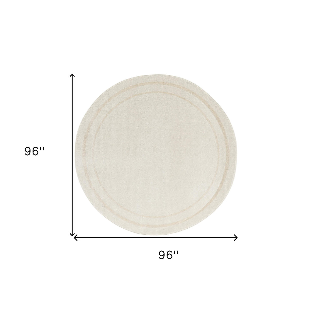 8' Ivory And Gold Round Indoor Outdoor Area Rug