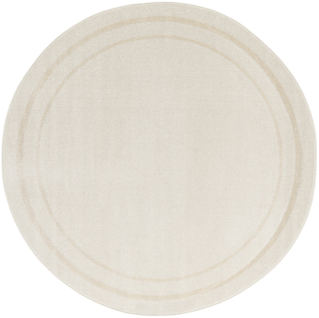 8' Ivory And Gold Round Indoor Outdoor Area Rug