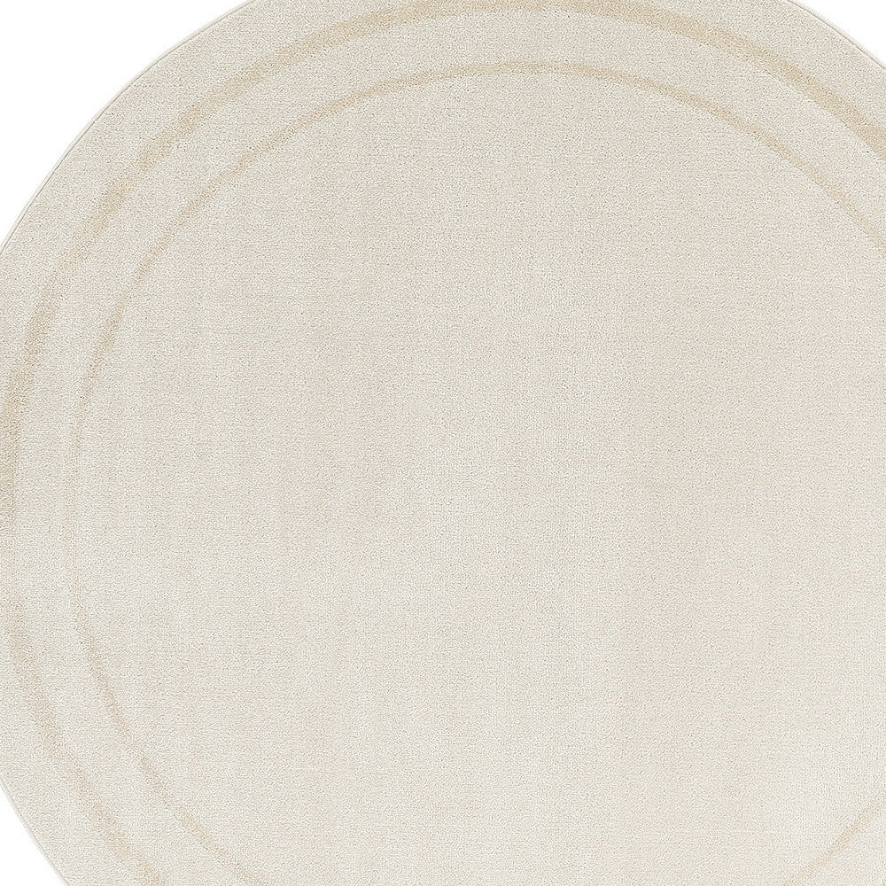 8' Ivory And Gold Round Indoor Outdoor Area Rug