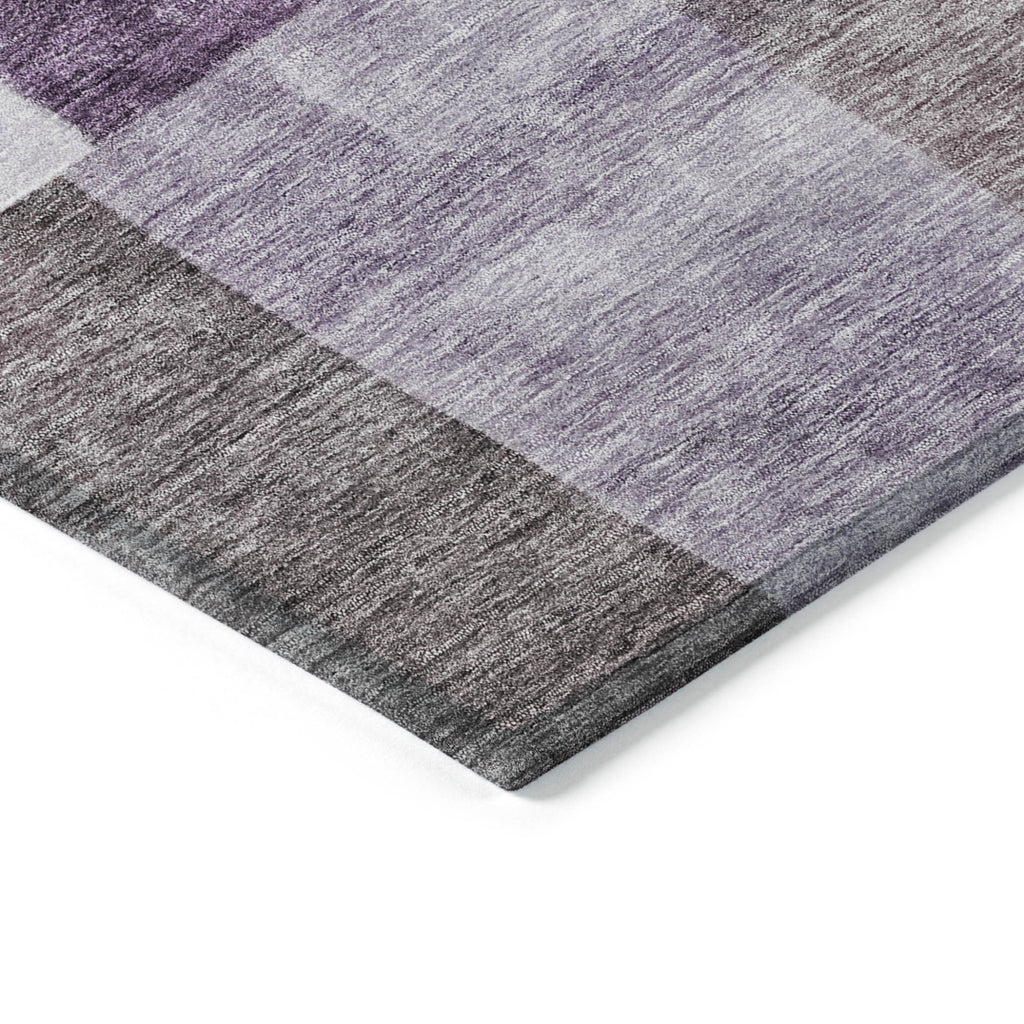 9' X 12' Eggplant Black And Lavender Geometric Washable Indoor Outdoor Area Rug