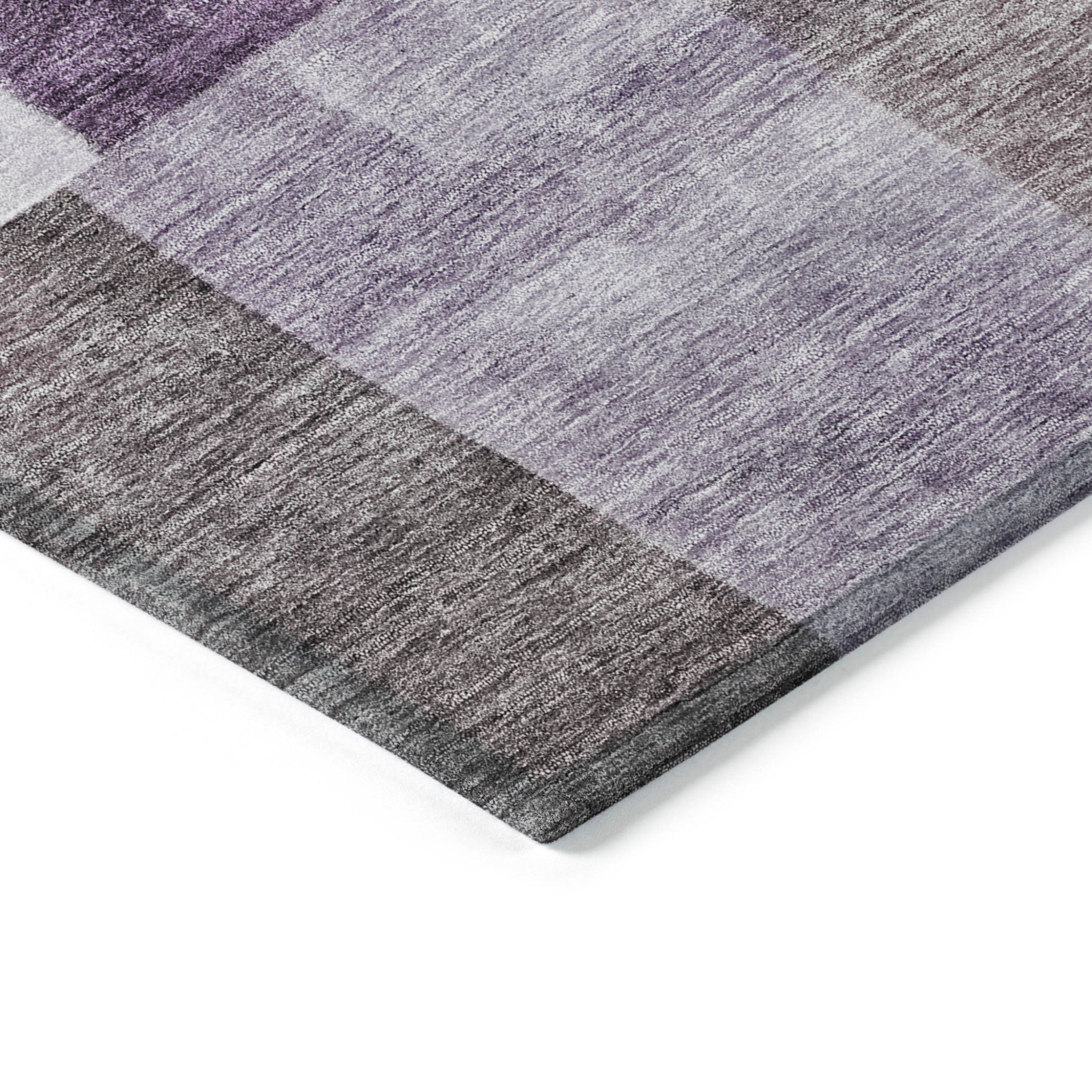 9' X 12' Eggplant Black And Lavender Geometric Washable Indoor Outdoor Area Rug
