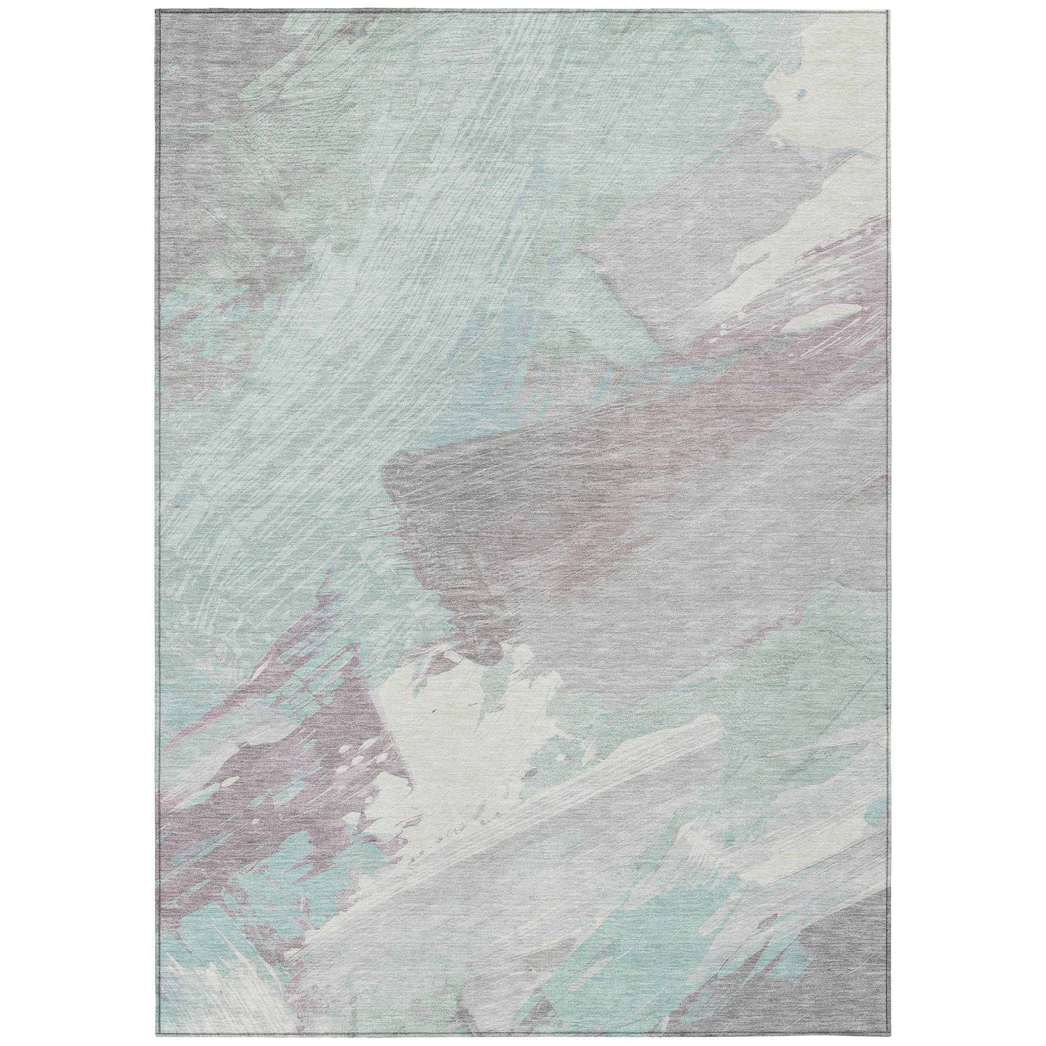 8' X 10' Blue Teal Blue And Gray Abstract Washable Indoor Outdoor Area Rug