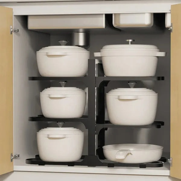 Pots And Pans Organizer, Adjustable 6-Tier Pots Organizer Rack For Cookware Heavy Duty Pots Rack For Kitchen Storage