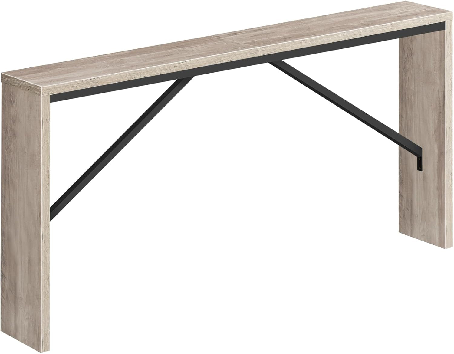 Console Table, 62.2" Long Sofa Table behind Couch, Narrow Entryway Table, Farmhouse Dining Table with Angled Metal Frame, Industrial Console Table for Entryway, Greige CTHG15801