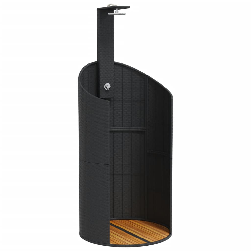 vidaXL Outdoor Shower Swimming Pool Furniture Poly Rattan and Acacia Wood