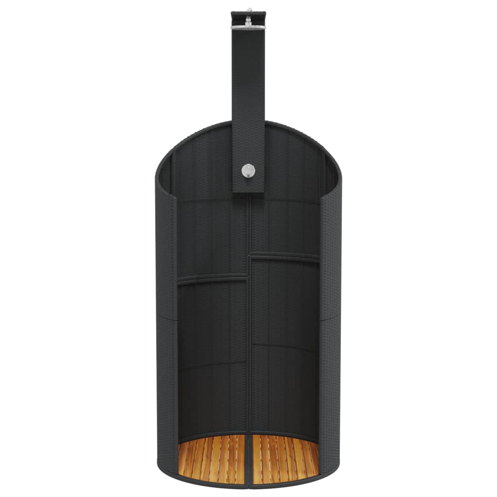 vidaXL Outdoor Shower Swimming Pool Furniture Poly Rattan and Acacia Wood