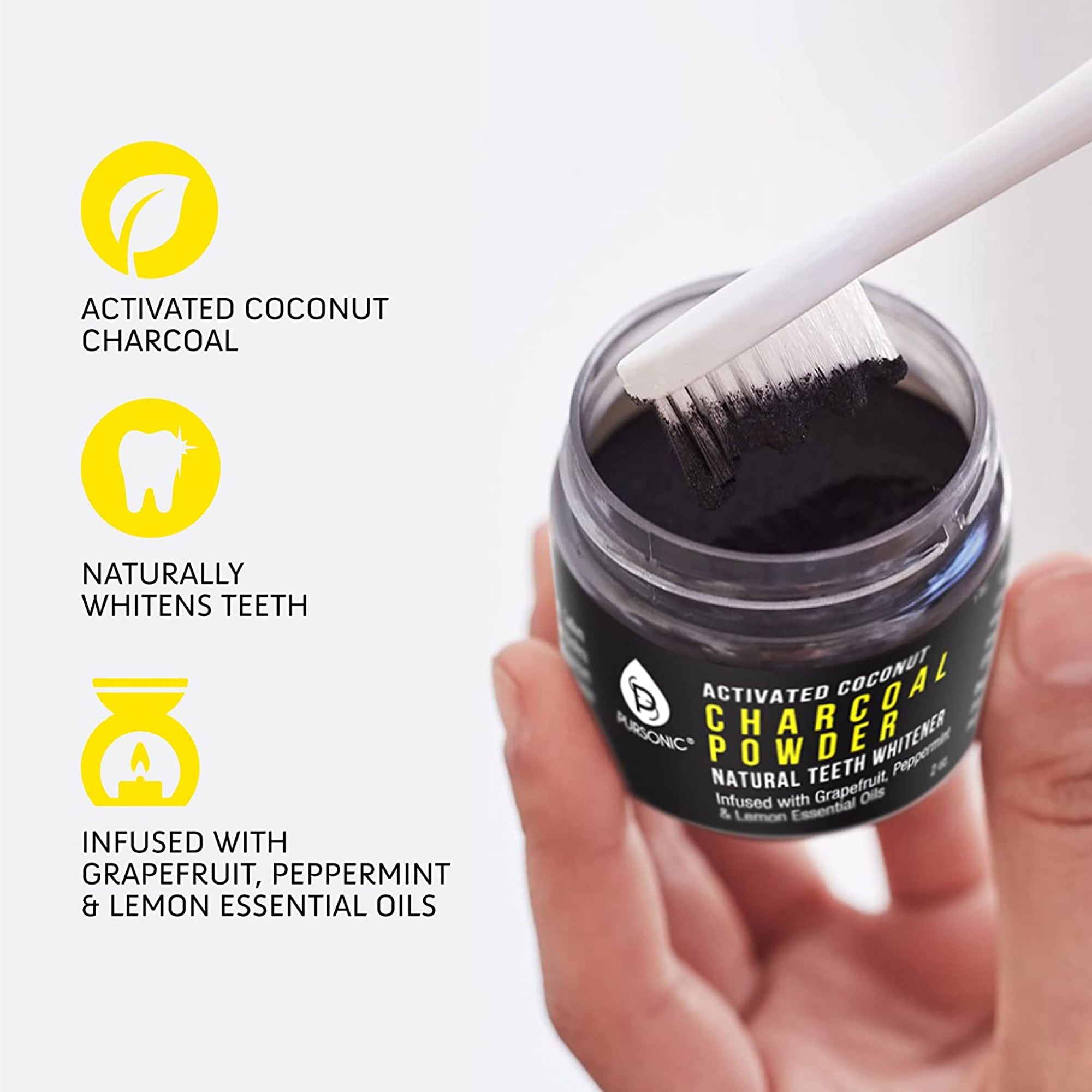 USB Rechargeable Electric Toothbrush + Freebie Activated Coconut Charcoal Powder Natural Teeth Whitener-2