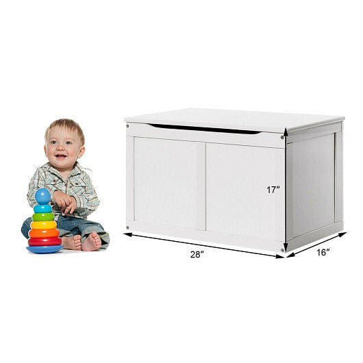 Safety Hinge Wooden Chest Organizer Toy Storage Box-Gray