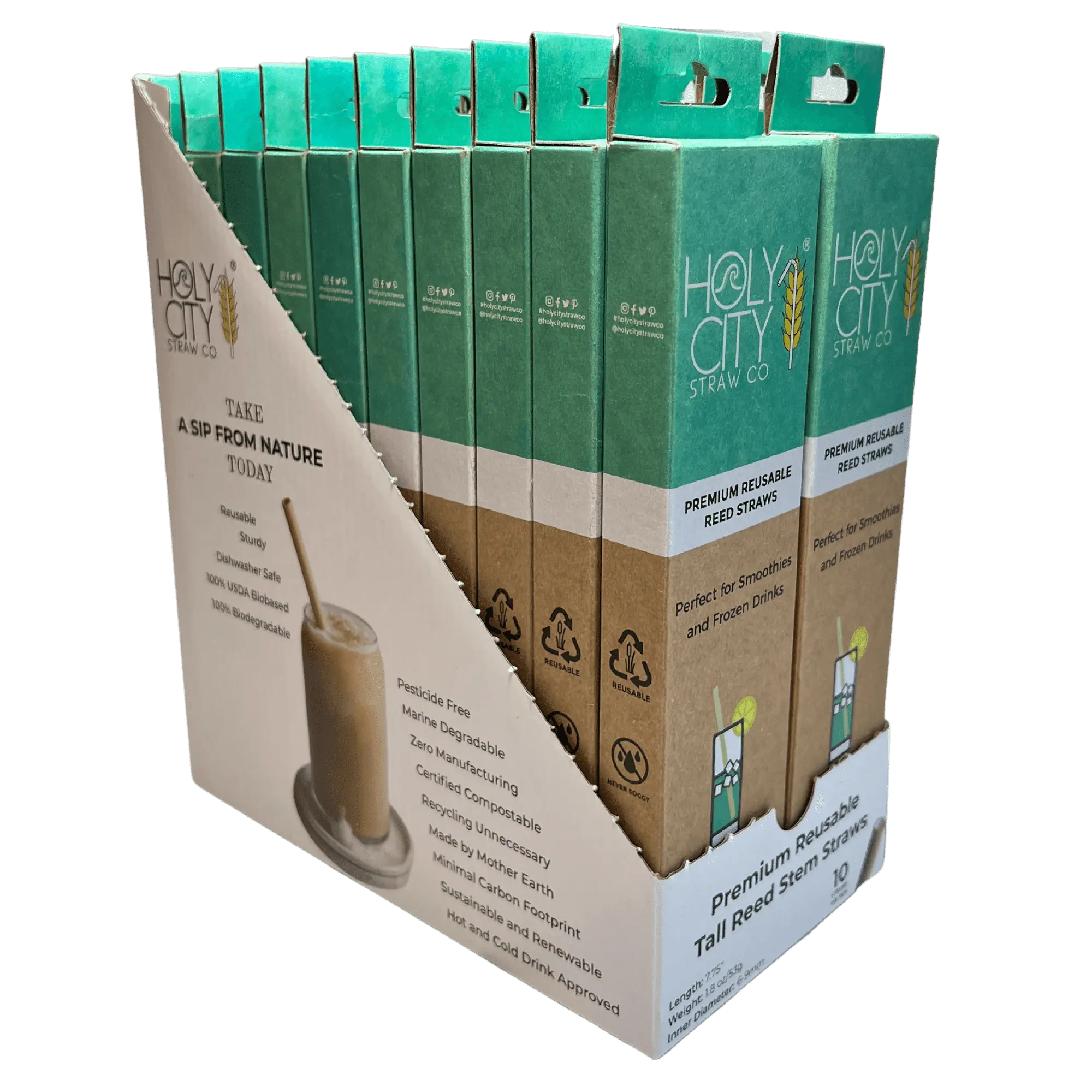 7.9" Jumbo Reed Stem Drinking Straws | Case of 6 Inner packs | 20 x 10ct. Boxes