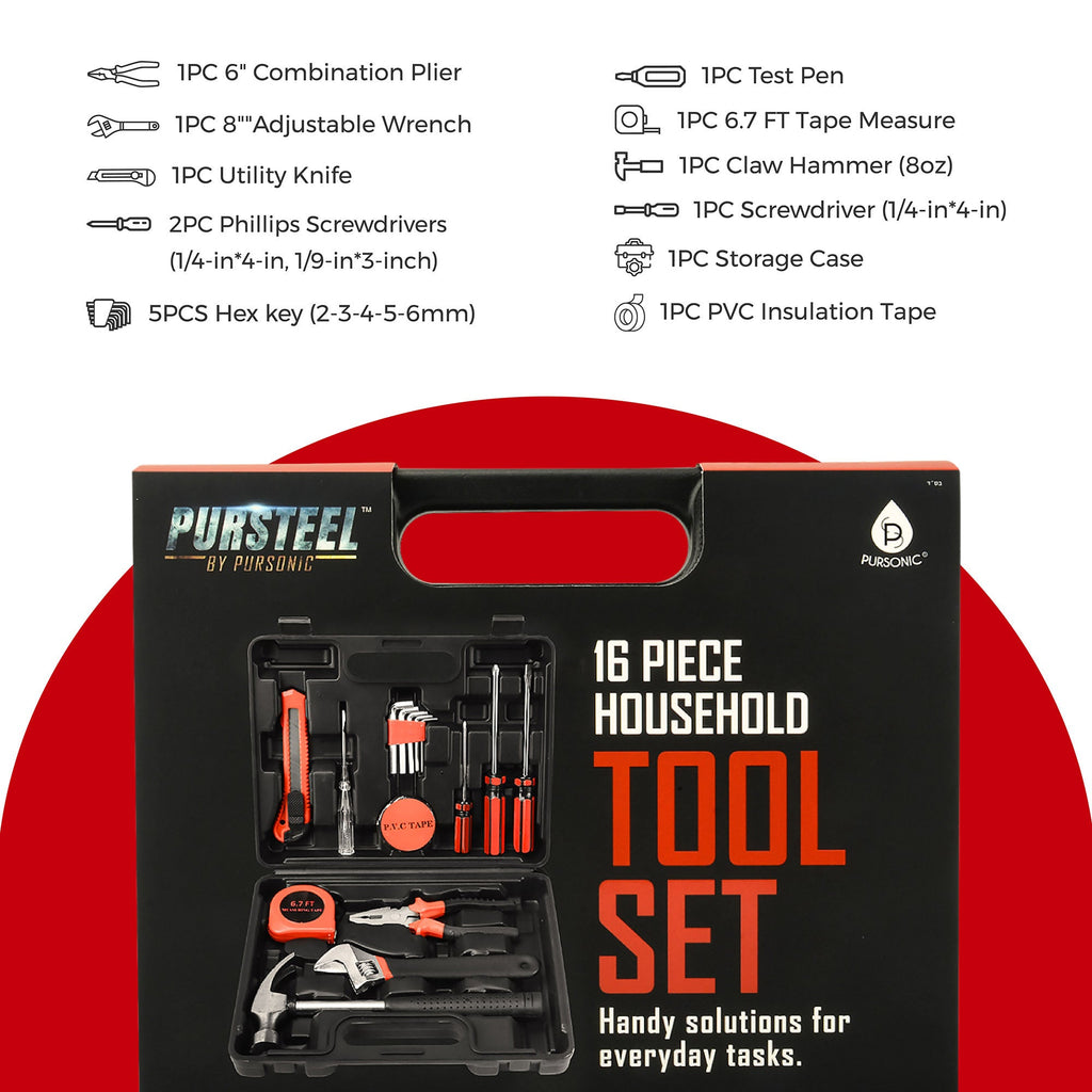 Pursonic Rechargeable Electric Scrubber & Handy Solutions 9-Piece Tool Kit Home Cleaning & Repair Bundle