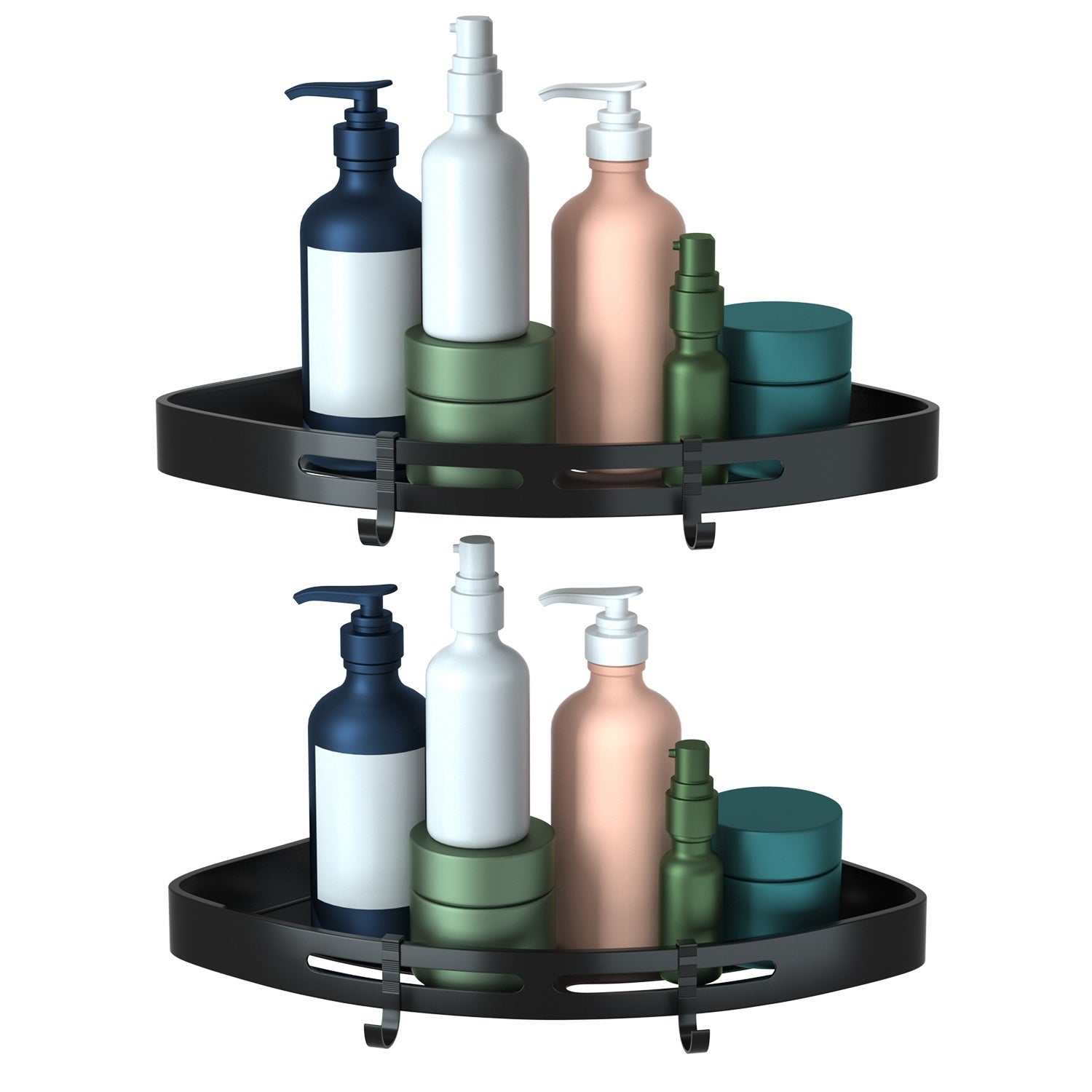 2Pcs Corner Shower Caddy Shelf Adhesive Bathroom Wall Mounted Storage Racks