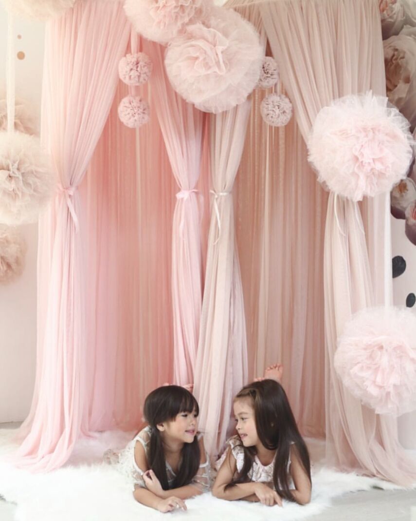 Chiffon Pompoms for Princess Bed Canopy