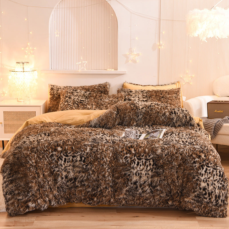 Luxury Thick Fleece Duvet Cover Queen King Winter Warm Bed Quilt Cover Pillowcase Fluffy Plush