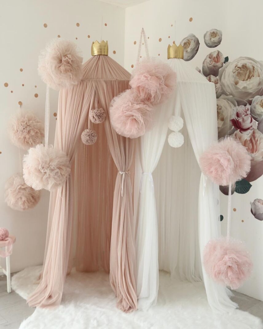 Chiffon Pompoms for Princess Bed Canopy