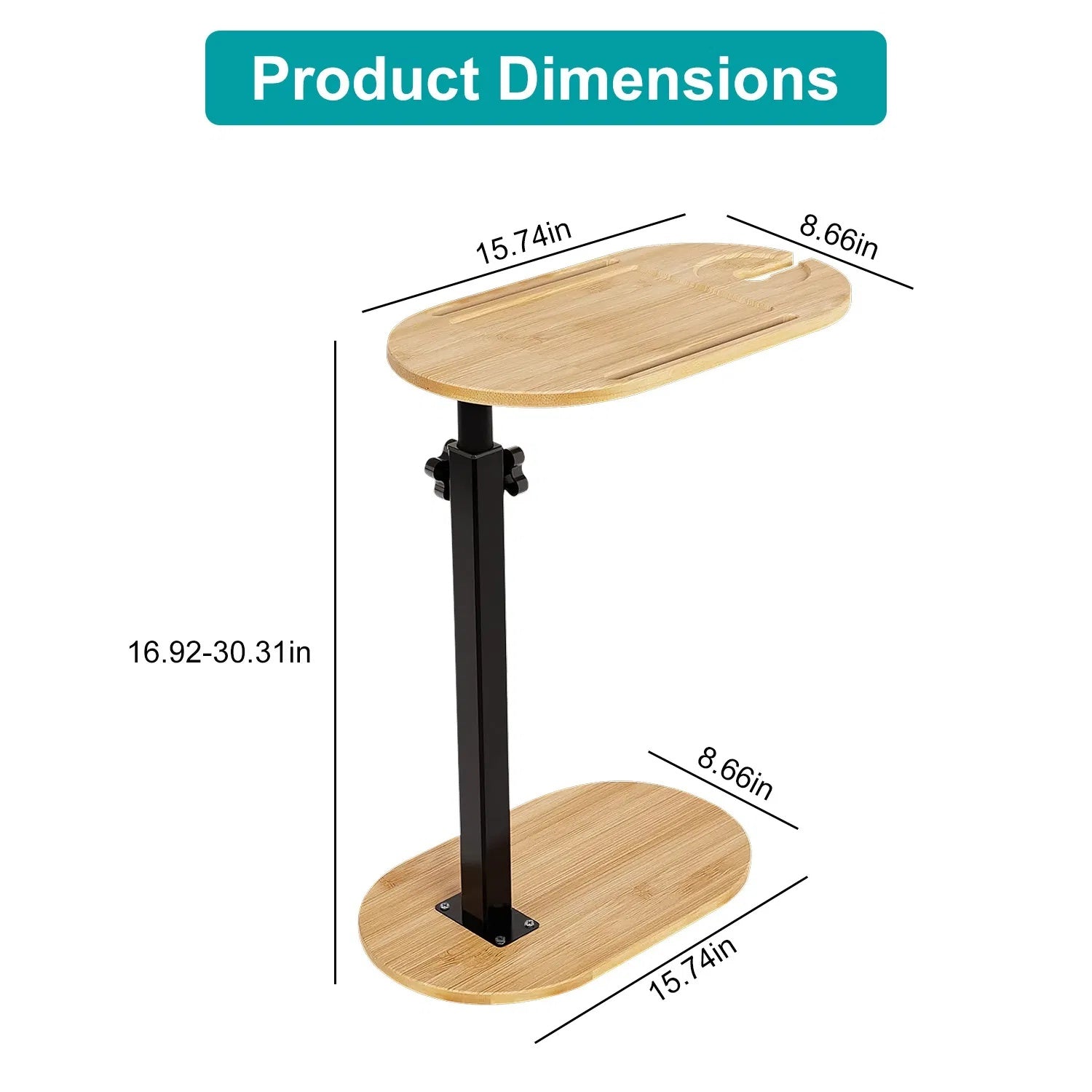 Liftable Freestanding Bamboo Bath Tray Caddy